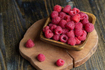Ripe raspberries on the table