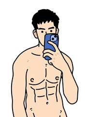 Fototapeta premium cute man cartoon on white background