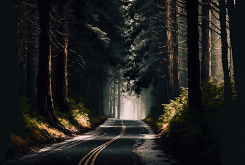 Forest road. Generative AI