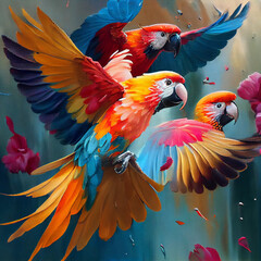 Obraz premium Colourful Birds Flying
