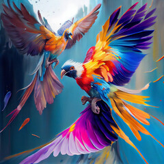 Obraz premium Colourful Birds Flying