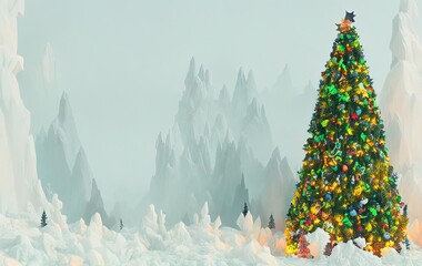 christmas tree with landscape in generative AI
