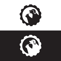 Fototapeta na wymiar Circle cat and dog animal logo . icon logo . silhouette logo 