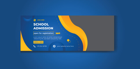 Kids School Admission social media cover page  and web banner template