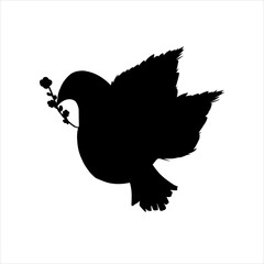 dove with peace sign carrying flowers