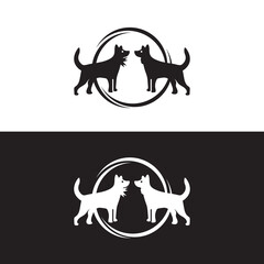 Circle dog animal logo design  . icon logo . silhouette logo 