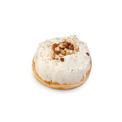 Milk cream almonds donut isolated on white background with clipping path.