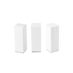 Naklejka premium Set of White box mockup isolated on white background with clipping path.