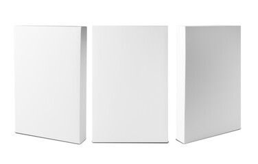 Set of White box mockup isolated on white background with clipping path.