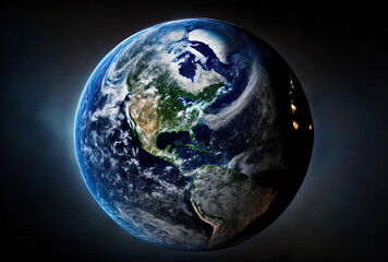 Obraz na płótnie Canvas the blue planet earth as seen from space. Generative AI