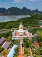 Aerial view of Wat Laem Sak temple in Krabi province, Thailand