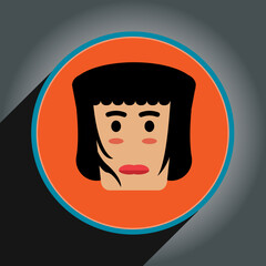 Cartoon avatar head design flat style in circle.Profile icon pro vector.