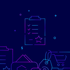 Shopping list, wishlist gradient line icon, vector illustration