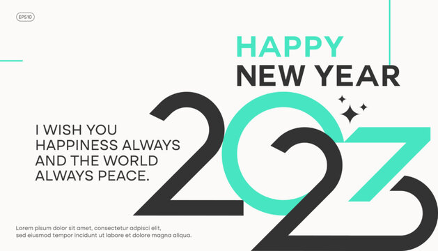 Colorful 2023 new year poster. The minimal greeting design concept for cards, covers, calendars, banners, flyers, brochures, and page layouts.