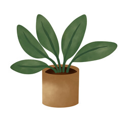 plant in a pot. Potted Plant Illustration.