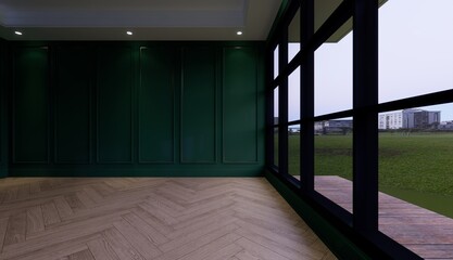 3D render interior living room tropical house