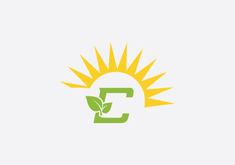 Green healthy leaf logo and Solar panel icon. Solar Energy symbol design and eco sun logo design image