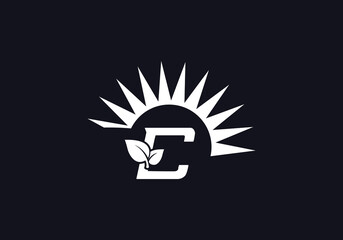 Green healthy leaf logo and Solar panel icon. Solar Energy symbol design and eco sun logo design image
