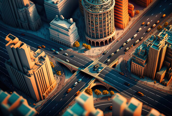 City intersections in close up. Generative AI