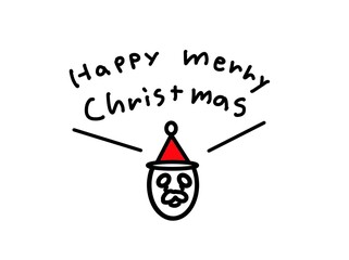 冬　サンタクロース　顔merry christmas happy