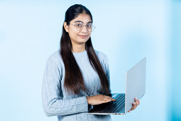 Portrait of Indian Girl with laptop