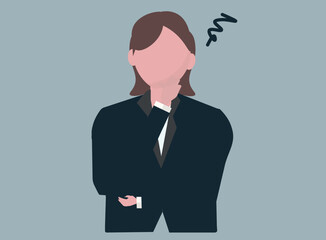 困っているビジネスウーマンの女性。ベクターイラスト