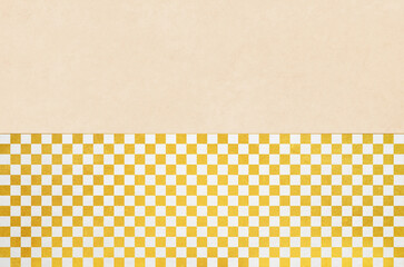 Gold checkered pattern Japanese washi paper texture background. Japanese traditional auspicious pattern background.