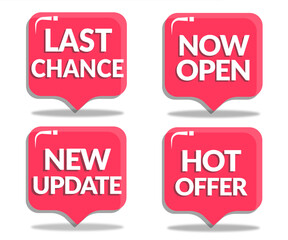 design set of stickers last chance, now open, new update, hot offer cloud