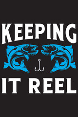 Typography vector fishing t-shirt design, funny typography with lovely fish on fishing rod.