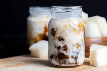 Yogurt made from fresh milk with the addition of sweet jam
