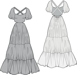 illustration of a dress, beach dress, summer design