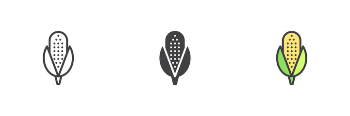 Corn, maize different style icon set