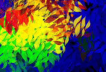 Dark Multicolor vector abstract backdrop with leaves.