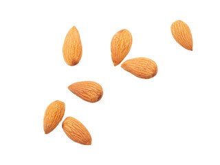 Almond nuts isolated on white background.