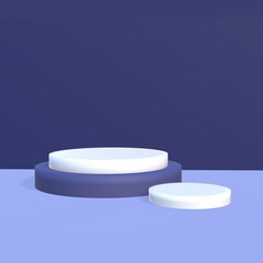 3d render, abstract geometrical background with violet red translucent round glass. Modern minimal showcase mockup. Vacant pedestal, empty podium, stage platform for