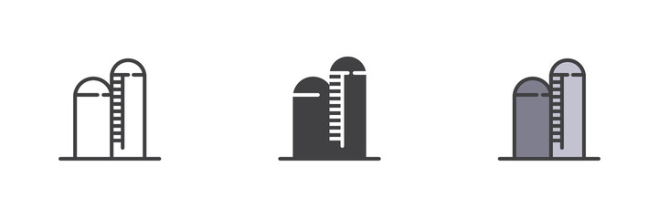 Agricultural silos different style icon set © alekseyvanin