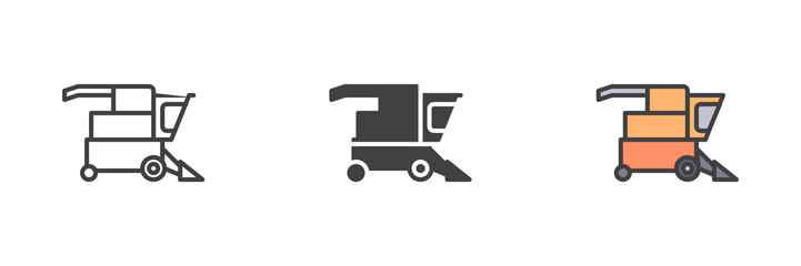 Harvester machine different style icon set