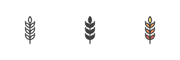 Ear of wheat different style icon set
