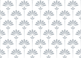 Flower geometric pattern. Seamless vector background. White and gray ornament. Ornament for fabric, wallpaper, packaging. Decorative print.