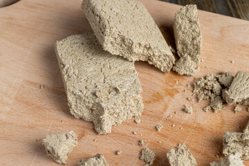 Sunflower halva broken into pieces