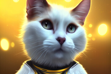 3d rendered robotic white cat - AI Generated