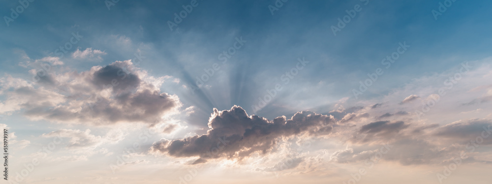 Wall mural sunset sky with clouds background.