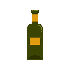 Glass bottle for wine. Vector illustration in flat style. Isolated object on a white background.