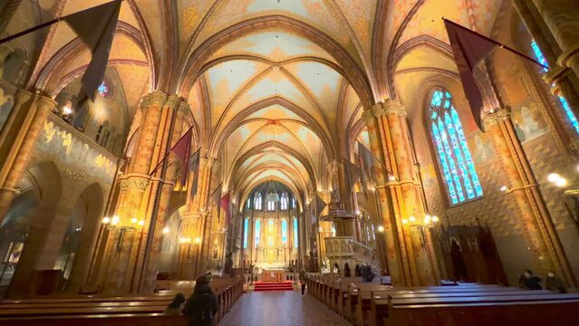 The nave of the medieval Matthias Church, Budapest, Hungary