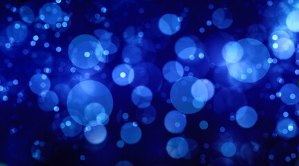 Night blue sparkling light abstract blurred bokeh background