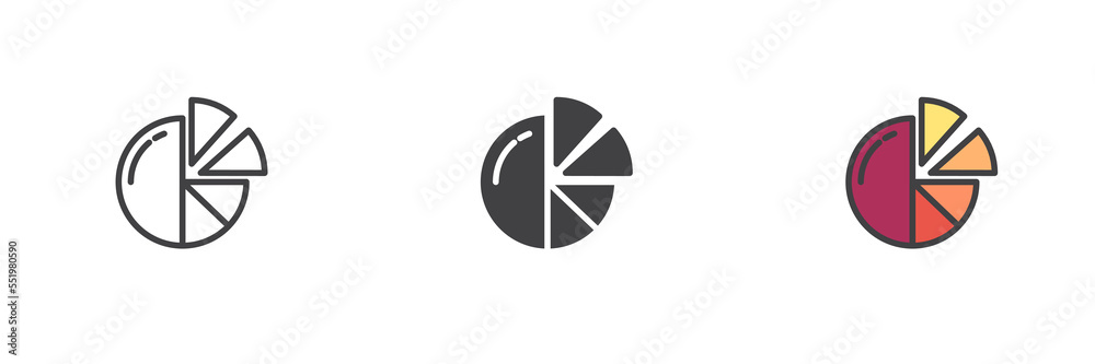 Poster Statistical pie chart different style icon set