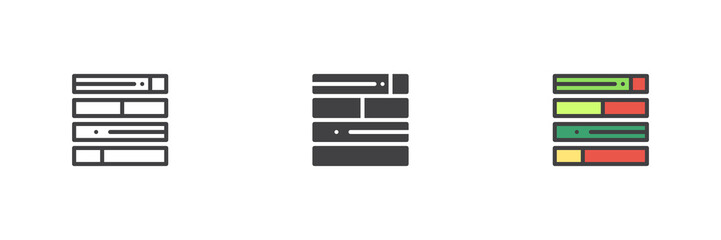 Bar chart statistics different style icon set