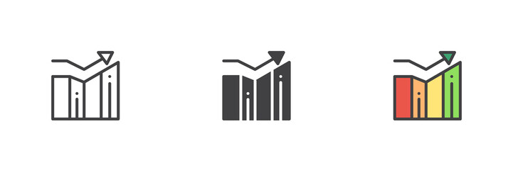Growing graph different style icon set