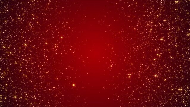 red christmas background with sparkles and particles