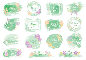 水彩風　ラベルシールフレーム　イラスト
